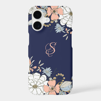 Floral azul rosa Rubor de la marina personalizada