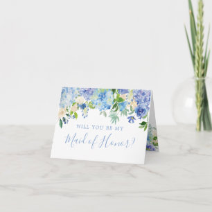 Floral azul serás mi tarjeta de doncella de honor