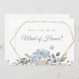Floral azul serás mi tarjeta de doncella de honor