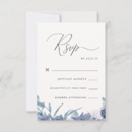 Floral azul turbio con caligrafía Rsvp