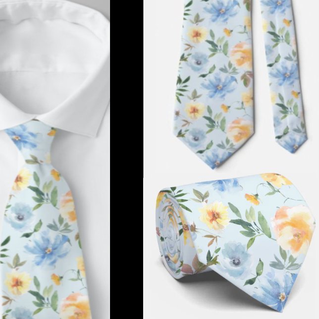Floral azul y amarilla Flores Cuello de corbata (Subido por el creador)