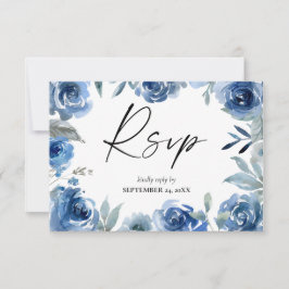 Floral azul y azul turbio con tarjeta RSVP para co