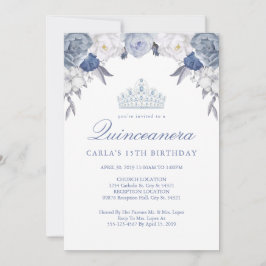 Floral azul y blanca | Invitaciones Quinceanera