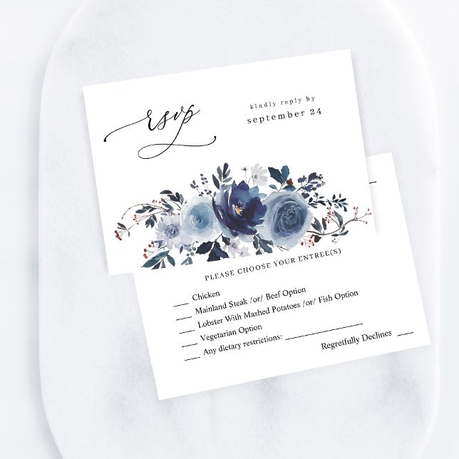 Floral azul y marina con carne RSVP (Subido por el creador)