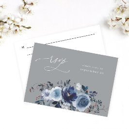 Floral azul y marina con carne RSVP - gris