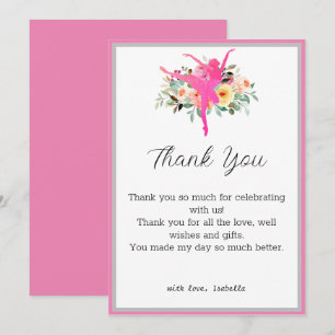 Floral Ballerina Dancer Cumpleaños Gracias tarjeta