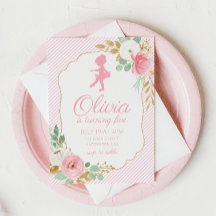 Floral Ballerina Rayas de Invitación de Cumpleaños