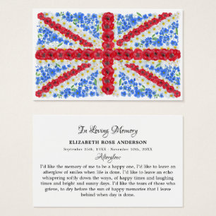Floral Bandera Británica Memorial Funeral Tarjeta 