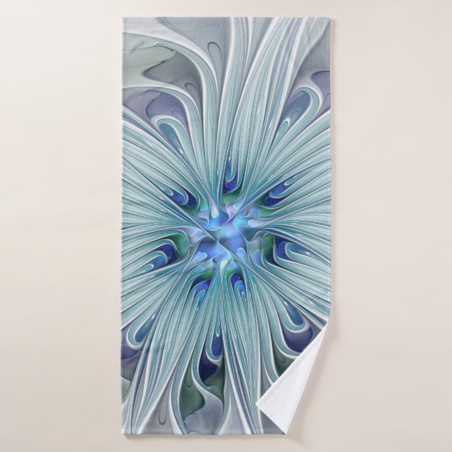 Floral Beauty Abstract Modern Blue Pastel Flower (Toalla de baño)