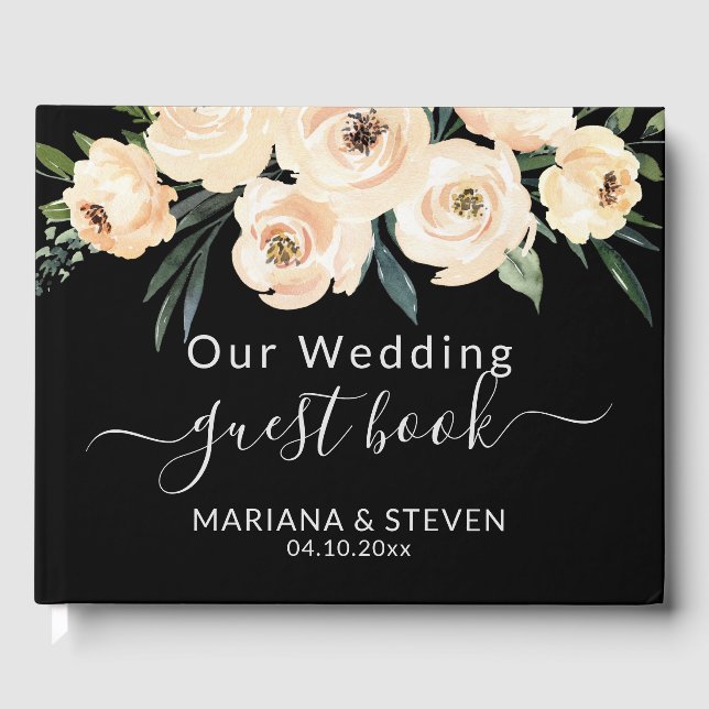 Floral Beige Rubor en libro de Bodas negros (Anverso)