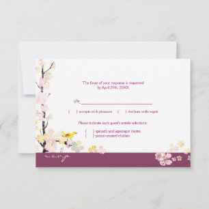 Floral Bird Sangria Boda Menú Elección RSVP