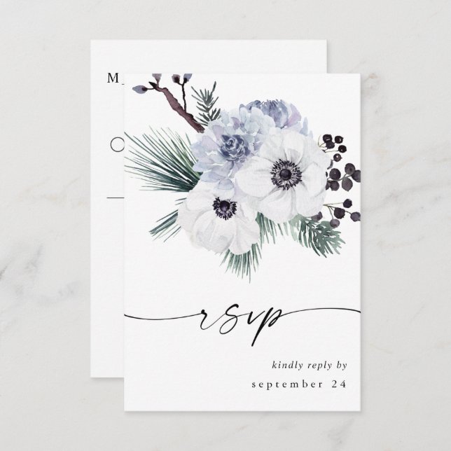 Floral blanca de invierno de Anemone no RSVP de co (Anverso / Reverso)