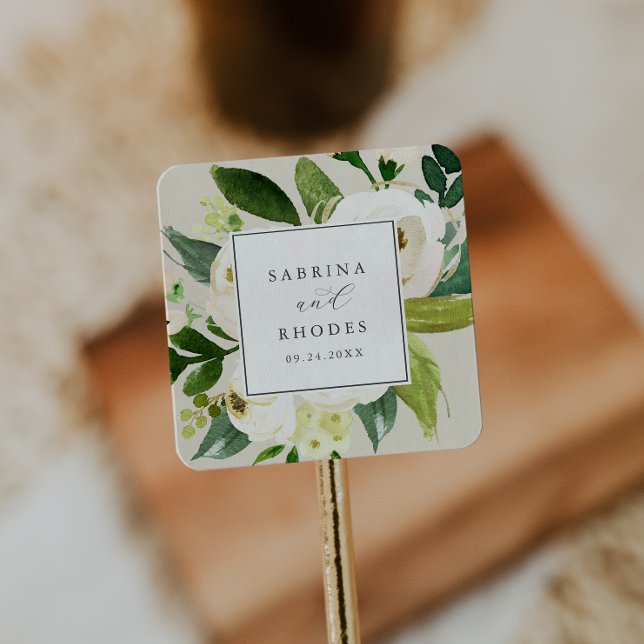 Floral blanca elegante | Sellos para sobres de cha (Subido por el creador)