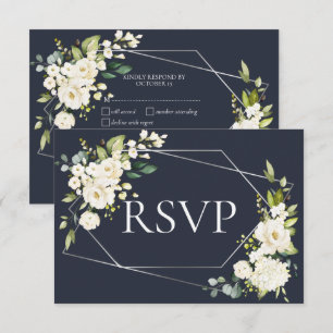 Floral blanca geométrica plateada RSVP