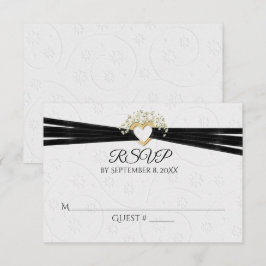 Floral blanca Grabado en relieve con corazón RSVP