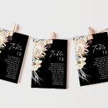 Floral blanca | Gráfico de números de tabla negra<br><div class="desc">Diseñamos esta Floral blanca | Gráfico de números de tabla negra para completar su boda tropical oscuro y rústico. Con su vegetación bohemia acuática y sus modernas flores bohemias de invierno, como protea, dahlia y loto seco, el diseño seguro que desprenderá su temática minimalista, negra y verde. Cambie el texto...</div>