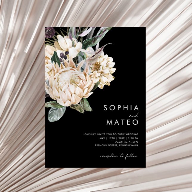 Floral blanca | Invitación a la Boda Casual Negra (Subido por el creador)