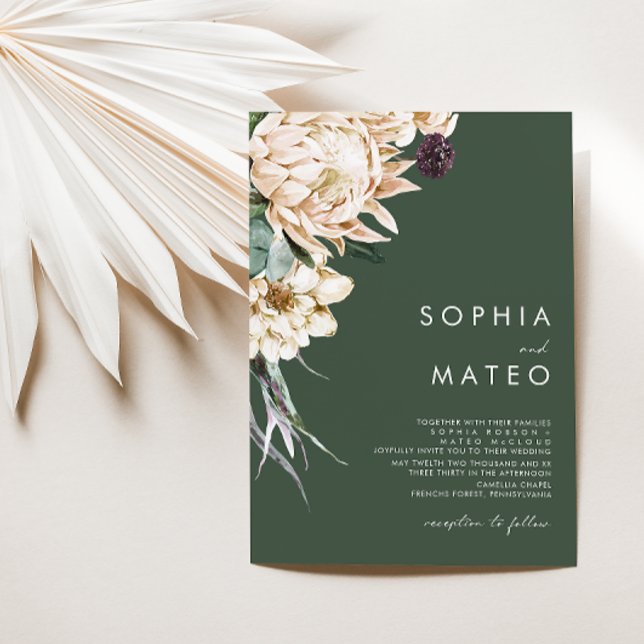 Floral blanca | Invitación a la Boda Verde Oscura (Subido por el creador)