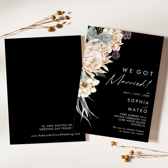 Floral blanca | Invitación de Elopement Negro (Subido por el creador)