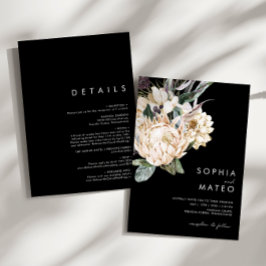 Floral blanca | Invitación de Todos Negros En Una