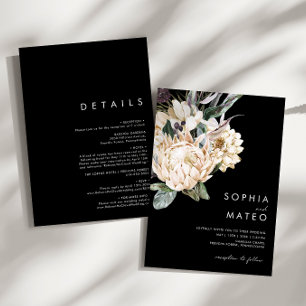 Floral blanca   Invitación de Todos Negros En Una 