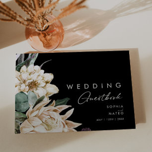 Floral blanca   Libro de invitados para Bodas negr