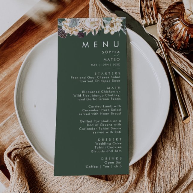 Floral blanca | Menú de cena Boda verde oscuro (Subido por el creador)