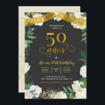Floral blanca mexicana 50 añ os Invitación<br><div class="desc">Floral blanca mexicana 50 añ os Invitación</div>