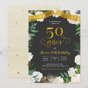 Floral blanca mexicana 50 añ os Invitación