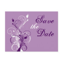 Floral blanca púrpura Lilac Guardar tarjeta postal