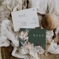 Floral blanca | Tarjeta postal RSVP de la Boda Ver