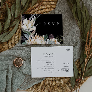 Floral blanca   Tarjeta RSVP de selección de menú