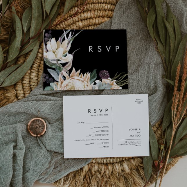 Floral blanca | Tarjeta RSVP de selección de menú  (Subido por el creador)