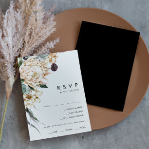 Floral blanca   Tarjeta RSVP de selección de menú