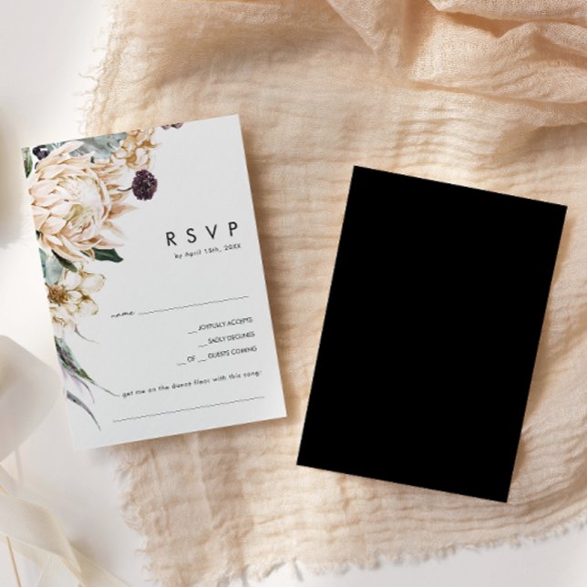 Floral blanca | Tarjeta RSVP de solicitud de canci (Subido por el creador)