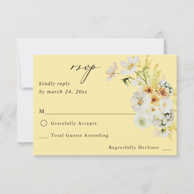 Floral blanca y amarilla sin carne RSVP - Amarillo (Anverso)