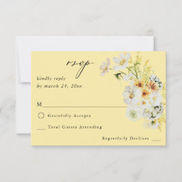 Floral blanca y amarilla sin carne RSVP - Amarillo