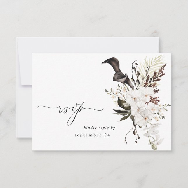 Floral blanca y negra con carne RSVP (Anverso)