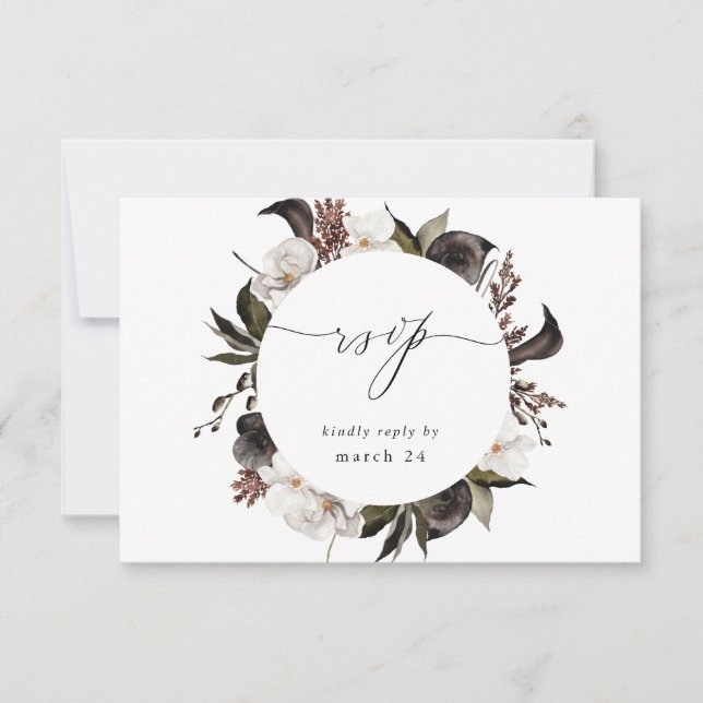 Floral blanca y negra con carne RSVP 3 (Anverso)