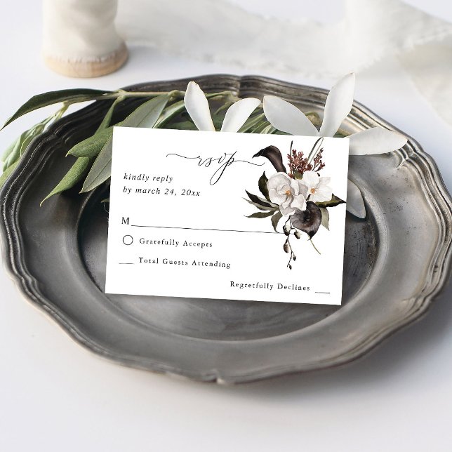 Floral blanca y negra no comida RSVP 3 (Subido por el creador)