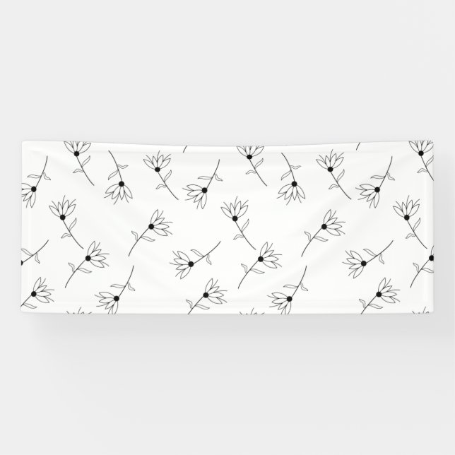 Floral, blanco lechero, pancarta de vinilo románti (Horizontal)