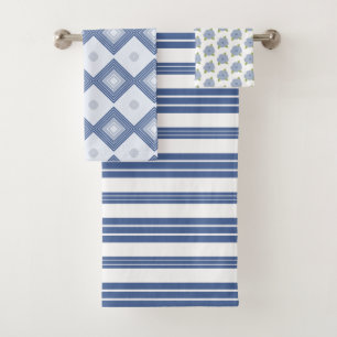 Floral Blanco Y Azul Moderno Y Estampado Mezclados