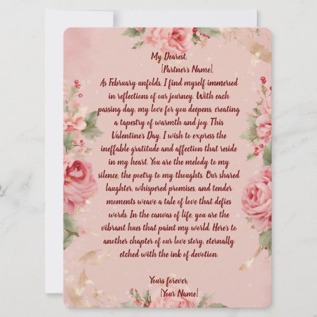 Floral Bliss 💖 tarjeta ✨ El día de San Valentín (Anverso)