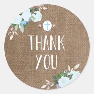 Floral Blooms Religioso Gracias Pegatina Burlap Az