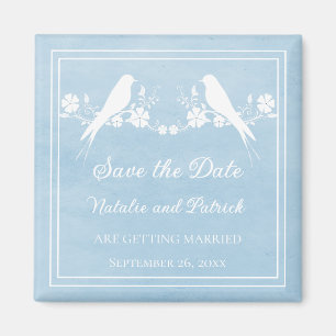 Floral Blue Lovebird Salvar el imán de la fecha