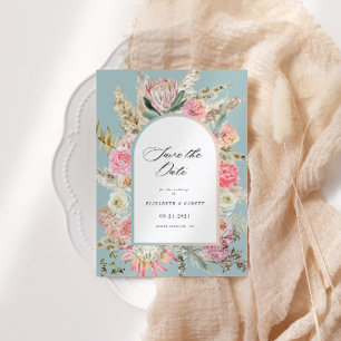 Floral bohemiana moderna salva la tarjeta de fecha