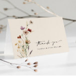 Floral Boho Boda Gracias Tarjeta<br><div class="desc">Esta elegante tarjeta de agradecimiento nupcial cuenta con hermosas acuarelas pintadas a mano y flores silvestres dispuestas como un encantador ramo perfecto para bodas de primavera,  verano o otoño. Buscar elementos coincidentes en la colección de Bodas Boho Wildflower.</div>