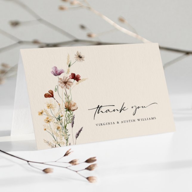 Floral Boho Boda Gracias Tarjeta (Floral Boho Wedding Thank You Card
)