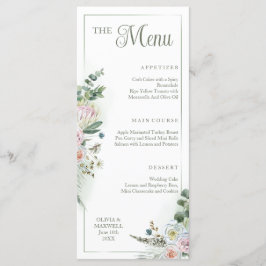 Floral Boho Sage Green Boda Menu