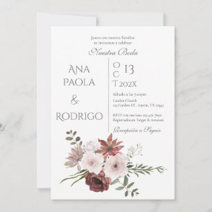 Floral Boho Wedding invitation Invitación
